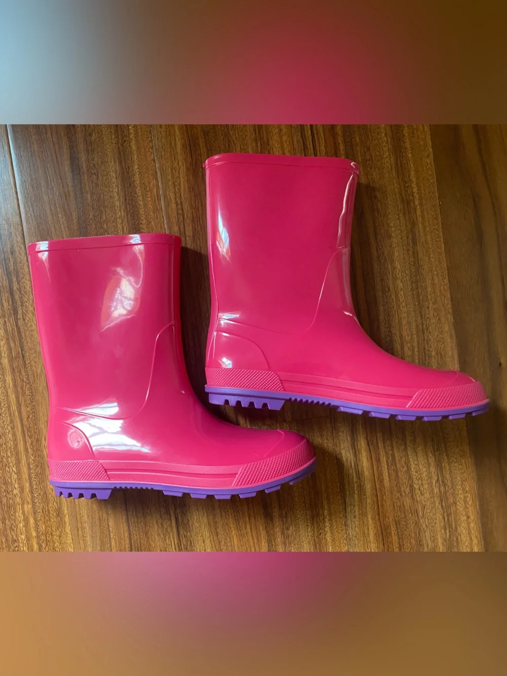 Wonder Nation Girls Little Kid size 2-3 Pink and Purple Rubber Rain Boots